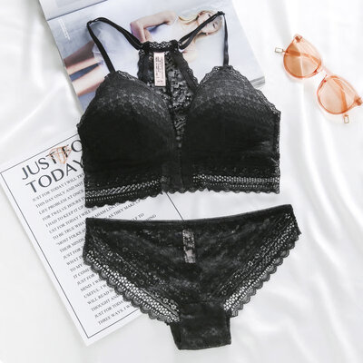 Women Sexy Bra Set Wire Free Solid Color Bra Lace Floral Briefs Underwear Deep V Front Closure Bra Set
Women Sexy Bra Set Wire Free Solid Color Bra Lace Floral Briefs Underwear Deep V Front Closure Bra Set