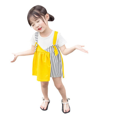 Hot dress kids childrens girls stitching vertical strip cotton soft solid color short sleeve casual dress for 0-5T
Hot dress kids childrens girls stitching vertical strip cotton soft solid color short sleeve casual dress for 0-5T