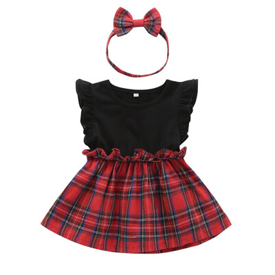 Baby Girls Dress Sets Kids Flare Sleeve Patchwork Design Plaid Pattern Fashion Dresses Casual Sundress With Headband
Baby Girls Dress Sets Kids Flare Sleeve Patchwork Design Plaid Pattern Fashion Dresses Casual Sundress With Headband
