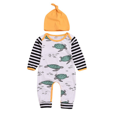 Autumn Toddler Boy Girl Cotton Cartoon Stripe Pattern Turtle Print Infant Long Sleeve JumpsuitHat Baby Romper Set
Autumn Toddler Boy Girl Cotton Cartoon Stripe Pattern Turtle Print Infant Long Sleeve JumpsuitHat Baby Romper Set