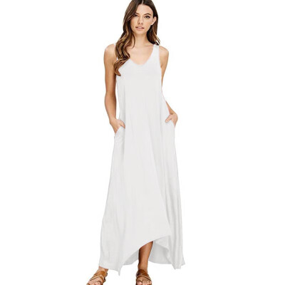 2019 New Women Dress Vest Sling Family Summer Dress Beach Sexy Pocket Long robe femme Irregular Sleeveless Dress
2019 New Women Dress Vest Sling Family Summer Dress Beach Sexy Pocket Long robe femme Irregular Sleeveless Dress