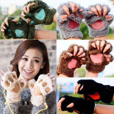 Winter Women Cute Cat Claw Paw Plush Mittens Short Fingerless Gloves Half Finger
Winter Women Cute Cat Claw Paw Plush Mittens Short Fingerless Gloves Half Finger