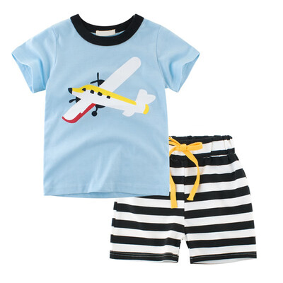 Kids Boys Casual Short Sleeve Outfits Sets Cartoon Car Aircraft Printed Tops T-shirt Stripe Shorts 2PCS
Kids Boys Casual Short Sleeve Outfits Sets Cartoon Car Aircraft Printed Tops T-shirt Stripe Shorts 2PCS