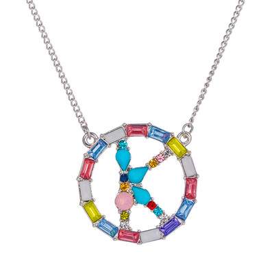 Fashion Gold Silver Style Cubic Zirconia A-Z Initials Letter Pendant Necklaces