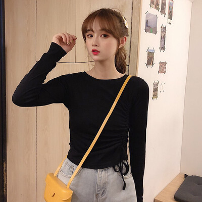 Women T Shirt Fashion Solid Color Slim Long Sleeve Casual T-Shirt Simple Drawstring Tshirt Wild Short Tee Tops
Women T Shirt Fashion Solid Color Slim Long Sleeve Casual T-Shirt Simple Drawstring Tshirt Wild Short Tee Tops