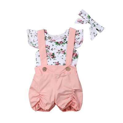 Infant Girls Rompers Sets Summer Baby Girl Casual Flare Sleeve Flower Print Romper Tops Strap Shorts With Headband Outfits Set
Infant Girls Rompers Sets Summer Baby Girl Casual Flare Sleeve Flower Print Romper Tops Strap Shorts With Headband Outfits Set