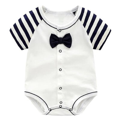 Newborn Baby Clothes 0-12M Striped Print Thin Baby Boy Onesies Fashion Trend Short-sleeved Round Neck Bow Clothes 
Newborn Baby Clothes 0-12M Striped Print Thin Baby Boy Onesies Fashion Trend Short-sleeved Round Neck Bow Clothes