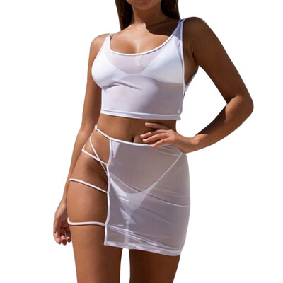 Transparent Mesh Two Piece Sets Casual Beach Outfits Women Sexy Hollow Out Bodycon Mini Skirt Crop Tops
Transparent Mesh Two Piece Sets Casual Beach Outfits Women Sexy Hollow Out Bodycon Mini Skirt Crop Tops