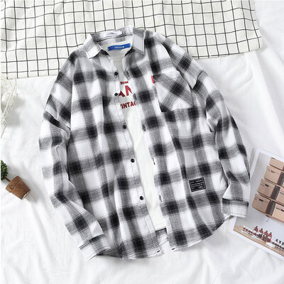 Plaid Shirt Mens Long Sleeve Korean Trend Mens Jacket Student Casual Couples Shirt Grey 2XL
Plaid Shirt Mens Long Sleeve Korean Trend Mens Jacket Student Casual Couples Shirt Grey 2XL