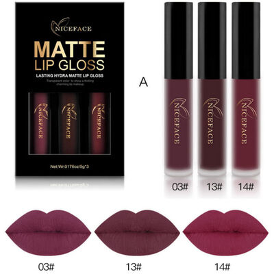 3 ColorsSet Matte Liquid Lipsticks Make Up Pigments Sexy color New Matte Lip Gloss Makeup Kit
3 ColorsSet Matte Liquid Lipsticks Make Up Pigments Sexy color New Matte Lip Gloss Makeup Kit