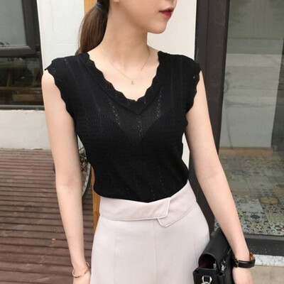 Ladies Vest Top New Solid Hollow Out Elegant Tank Tops Sexy V Neck Sleeveless Fashion Tops Casual Woman Camisole
Ladies Vest Top New Solid Hollow Out Elegant Tank Tops Sexy V Neck Sleeveless Fashion Tops Casual Woman Camisole