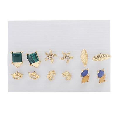 6PairSet Vintage Small Stud Earrings For Women Gold Color Elephant Leaf Crown Starfish Earrings Set
6PairSet Vintage Small Stud Earrings For Women Gold Color Elephant Leaf Crown Starfish Earrings Set