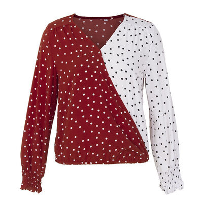 2019 Women Blouse Autumn Winter New Constrast Color Wave Point Shirt Long Sleeve V-Neck Casual Fashion Shirt
2019 Women Blouse Autumn Winter New Constrast Color Wave Point Shirt Long Sleeve V-Neck Casual Fashion Shirt