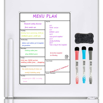 Magnetic Dry Erase Whiteboard Sheet for Kitchen Fridge Multipurpose Fridge Weekly White Board Calendar for Menu Planning Grocery
Magnetic Dry Erase Whiteboard Sheet for Kitchen Fridge Multipurpose Fridge Weekly White Board Calendar for Menu Planning Grocery