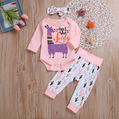 Spring Baby Girl Animal Print long Sleeve Romper Tops Casual Trousers with Headband Outfits Set 3pcs Fashion Leisure Suits 
Spring Baby Girl Animal Print long Sleeve Romper Tops Casual Trousers with Headband Outfits Set 3pcs Fashion Leisure Suits