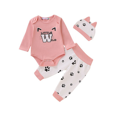 Spring Autumn Casual Fashion Infant Baby Printing Bodysuit And Trousers And Hat Kids Three-piece Outfit Set Baby Girls Suits
Spring Autumn Casual Fashion Infant Baby Printing Bodysuit And Trousers And Hat Kids Three-piece Outfit Set Baby Girls Suits