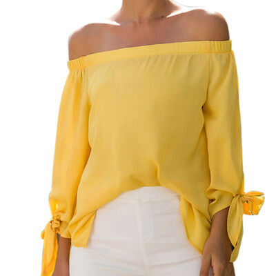 Sexy Women Blouse Off Shoulder Bow Shirt Yellow Solid Long Sleeve Blouse Loose Fashion Wild Blouse Tops
Sexy Women Blouse Off Shoulder Bow Shirt Yellow Solid Long Sleeve Blouse Loose Fashion Wild Blouse Tops