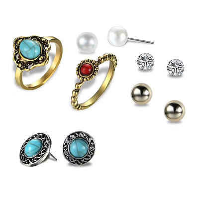 Modern Pearls Bling Crystal Ear Studs Retro Calaite Gemstones Red Gems Rings Women Jewelry Set
Modern Pearls Bling Crystal Ear Studs Retro Calaite Gemstones Red Gems Rings Women Jewelry Set
