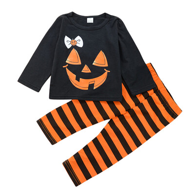 Autumn Kids Girls Sets Halloween Comfortable Bow Pumpkin Printed Black Long Sleeves T-ShirtBlack Striped Orange Trousers Sets
Autumn Kids Girls Sets Halloween Comfortable Bow Pumpkin Printed Black Long Sleeves T-ShirtBlack Striped Orange Trousers Sets