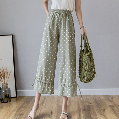 Vintage Dot Printing Wide Leg Pants Women High Waist Loose Trousers Candy Color Lace Up Leg Female Streetwear Casual Pants
Vintage Dot Printing Wide Leg Pants Women High Waist Loose Trousers Candy Color Lace Up Leg Female Streetwear Casual Pants
