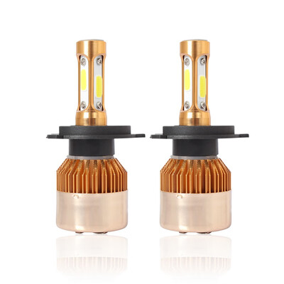 H4 S2G 2PCS Led Cob LED Chip Car Headlamp 36W 6000k White Light 8000LM Car Bulb Fog Light Gold