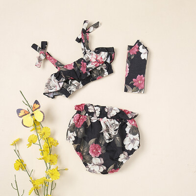 Summer baby girl clothes print set flower ruffled sling top pp pants hair band 3pcs for 0-24M
Summer baby girl clothes print set flower ruffled sling top pp pants hair band 3pcs for 0-24M