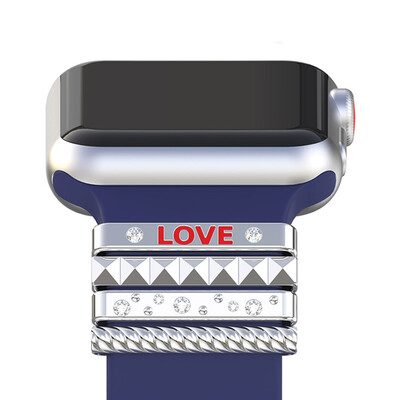 Popular Strap Ornament For Apple Watch Silicone Band 38Mm Stainless Steel Metal Decorative Ring With "Love" As A Gift 
Popular Strap Ornament For Apple Watch Silicone Band 38Mm Stainless Steel Metal Decorative Ring With "Love" As A Gift