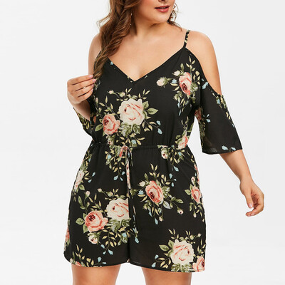 Gobestart Fashion Womens Plus Size Floral Cold Shoulder Jumpsuit Bodysuit V-Neck Romper
Gobestart Fashion Womens Plus Size Floral Cold Shoulder Jumpsuit Bodysuit V-Neck Romper