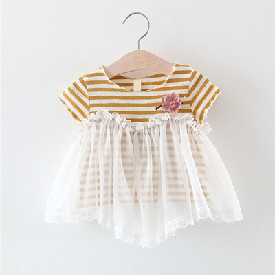 Children Summer Girls Fashion Lovely Dress Cute Stripe Print Mesh Stitching Bottoming Short Sleeved Sweet Princess Dress
Children Summer Girls Fashion Lovely Dress Cute Stripe Print Mesh Stitching Bottoming Short Sleeved Sweet Princess Dress