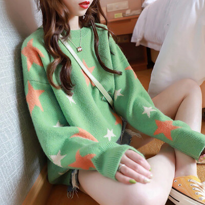 Casual Women Sweater Long Sleeve Loose Knit Pullovers Fashion Autumn Winter Round Neck Print Sweater
Casual Women Sweater Long Sleeve Loose Knit Pullovers Fashion Autumn Winter Round Neck Print Sweater
