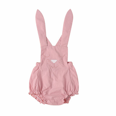 Summer baby girl romper solid color pink lace long eared rabbit embroidered halter romper for 0-18M
Summer baby girl romper solid color pink lace long eared rabbit embroidered halter romper for 0-18M