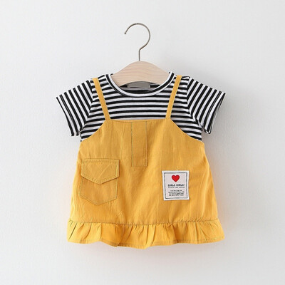 Fake Two Piece Striped Girls Dress Summer Short Sleeve Sweet Princess Dress Fashion Casual Kids Dress for Girls
Fake Two Piece Striped Girls Dress Summer Short Sleeve Sweet Princess Dress Fashion Casual Kids Dress for Girls