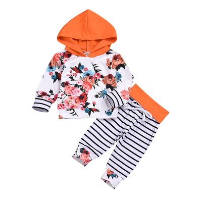 Baby Cute Flower Printing Long Sleeve Spring Autumn Hoodies And Striped Trousers Kids Two-piece Outfit Set
Baby Cute Flower Printing Long Sleeve Spring Autumn Hoodies And Striped Trousers Kids Two-piece Outfit Set