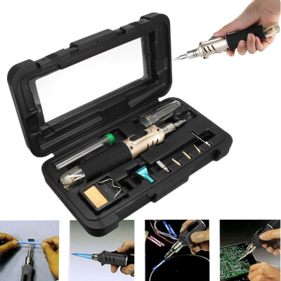 10 in 1 HS-1115K Professional Butane Gas Welder Soldering Iron Set Torch Pen Tool Kit Color Silver Gold Red
10 in 1 HS-1115K Professional Butane Gas Welder Soldering Iron Set Torch Pen Tool Kit Color Silver Gold Red