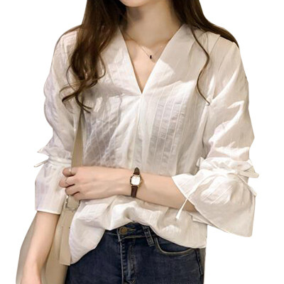 Women Blouse Loose V-Neck Casual Women Solid Color Blouses Top 2019 Summer Women Loose Blouse Ladies Work Top
Women Blouse Loose V-Neck Casual Women Solid Color Blouses Top 2019 Summer Women Loose Blouse Ladies Work Top