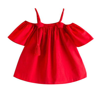 Kids Summer Girls Cute Strap Off-shoulder Tops Bottoming Trumpet Sleeved Solid Color Cotton T-Shirt 2-7Years
Kids Summer Girls Cute Strap Off-shoulder Tops Bottoming Trumpet Sleeved Solid Color Cotton T-Shirt 2-7Years
