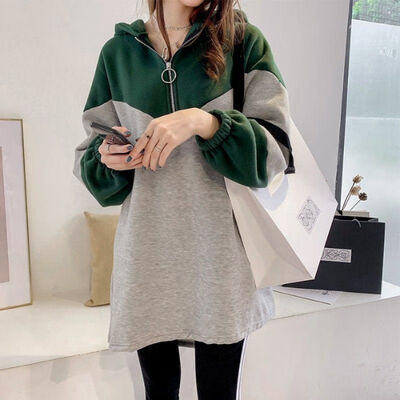 New Casual Fashion Patchwork Color Hoodies Sweatshirt Women Long Sleeve Zip Pullover Mid Long Tops Outwear Coat
New Casual Fashion Patchwork Color Hoodies Sweatshirt Women Long Sleeve Zip Pullover Mid Long Tops Outwear Coat
