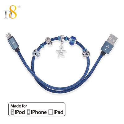 D8 Apple MFI certification original data line phone data line leather weaving fashion beaded elements iPhone8x / 7 Plus / 6 / 6S / 5S 0.4 m blue
D8 Apple MFI certification original data line phone data line leather weaving fashion beaded elements iPhone8x / 7 Plus / 6 / 6S / 5S 0.4 m blue