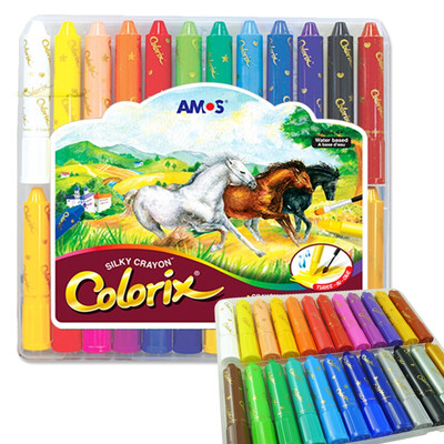 AMOS Korea imported rotary can be washed crayons / pastels / watercolor triple children's painting tools 12 color thick rod plastic box
AMOS Korea imported rotary can be washed crayons / pastels / watercolor triple children's painting tools 12 color thick rod plastic box