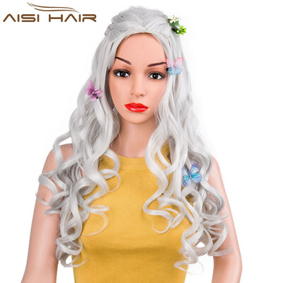 Synthetic wigs 28" long wavy cosplay grey Hair Game of Thrones Daenerys Targaryen for Women With High Resistant
Synthetic wigs 28" long wavy cosplay grey Hair Game of Thrones Daenerys Targaryen for Women With High Resistant