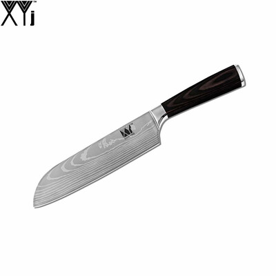 New 7" Santoku Kitchen Knife High Hardness 7CR17 Stainless Steel Beauty Pattern Blade Color Wood Handle XYJ Brand Cooking Tools
New 7" Santoku Kitchen Knife High Hardness 7CR17 Stainless Steel Beauty Pattern Blade Color Wood Handle XYJ Brand Cooking Tools