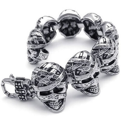 Hpolw Heavy silver&black Stainless Steel Gothic Mummy Skullskeleton Biker Mens Key buckle BraceletBangle
Hpolw Heavy silver&black Stainless Steel Gothic Mummy Skullskeleton Biker Mens Key buckle BraceletBangle