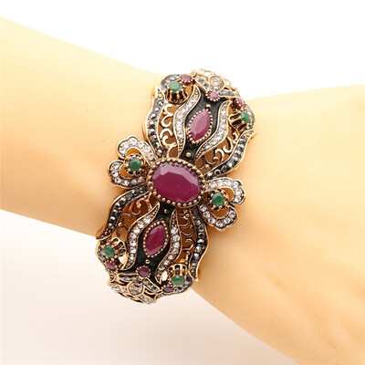 Vintage Women Flower Bracelet Cuff Turkish Resin Bangle Jewelry Antique Gold Color Bride Bracelets Party Wedding Ethnic Bangles
Vintage Women Flower Bracelet Cuff Turkish Resin Bangle Jewelry Antique Gold Color Bride Bracelets Party Wedding Ethnic Bangles
