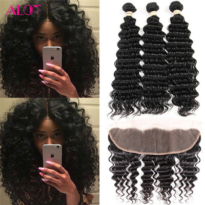 ALOT Ear to Ear Lace Frontal Closure With Bundles 3 Bundles Cheap Indian Virgin Human Hair Deep Wave With Closure
ALOT Ear to Ear Lace Frontal Closure With Bundles 3 Bundles Cheap Indian Virgin Human Hair Deep Wave With Closure