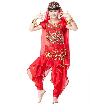 Children Indian Dance 5-piece Set Costume Top Belt Pants&Head Pieces Coin Bracelets Bollywood Dance Costumes for Kids
Children Indian Dance 5-piece Set Costume Top Belt Pants&Head Pieces Coin Bracelets Bollywood Dance Costumes for Kids