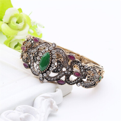 Vintage Women Flower Turkish Bangles Bracelet Cuff Resin Antique Gold Color Marquise Arabesque Bracelets India Bride Jewelry
Vintage Women Flower Turkish Bangles Bracelet Cuff Resin Antique Gold Color Marquise Arabesque Bracelets India Bride Jewelry