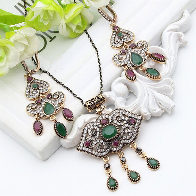 Ethnic Women Turkish Lock Tewelry Sets Antique Gold Color Rhinestone Princess Hook Earrings Resin Necklace Ladies Vintage Gift
Ethnic Women Turkish Lock Tewelry Sets Antique Gold Color Rhinestone Princess Hook Earrings Resin Necklace Ladies Vintage Gift