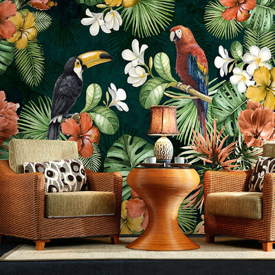 Hand Painted Parrot Tropical Rain forest Plants custom wallpaper Cartoon TV Background Living Room Home Decoration mural
Hand Painted Parrot Tropical Rain forest Plants custom wallpaper Cartoon TV Background Living Room Home Decoration mural