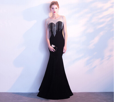 Velvet rhinestone evening dress new banquet long noble elegant slim fish tail annual host
Velvet rhinestone evening dress new banquet long noble elegant slim fish tail annual host