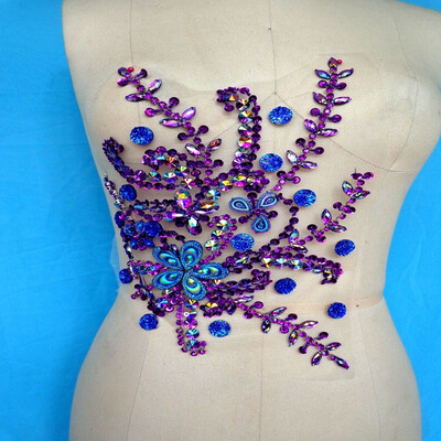 Handmade sew on purple Rhinestones applique crystal patches with stones sequins beads 28x22cm
Handmade sew on purple Rhinestones applique crystal patches with stones sequins beads 28x22cm